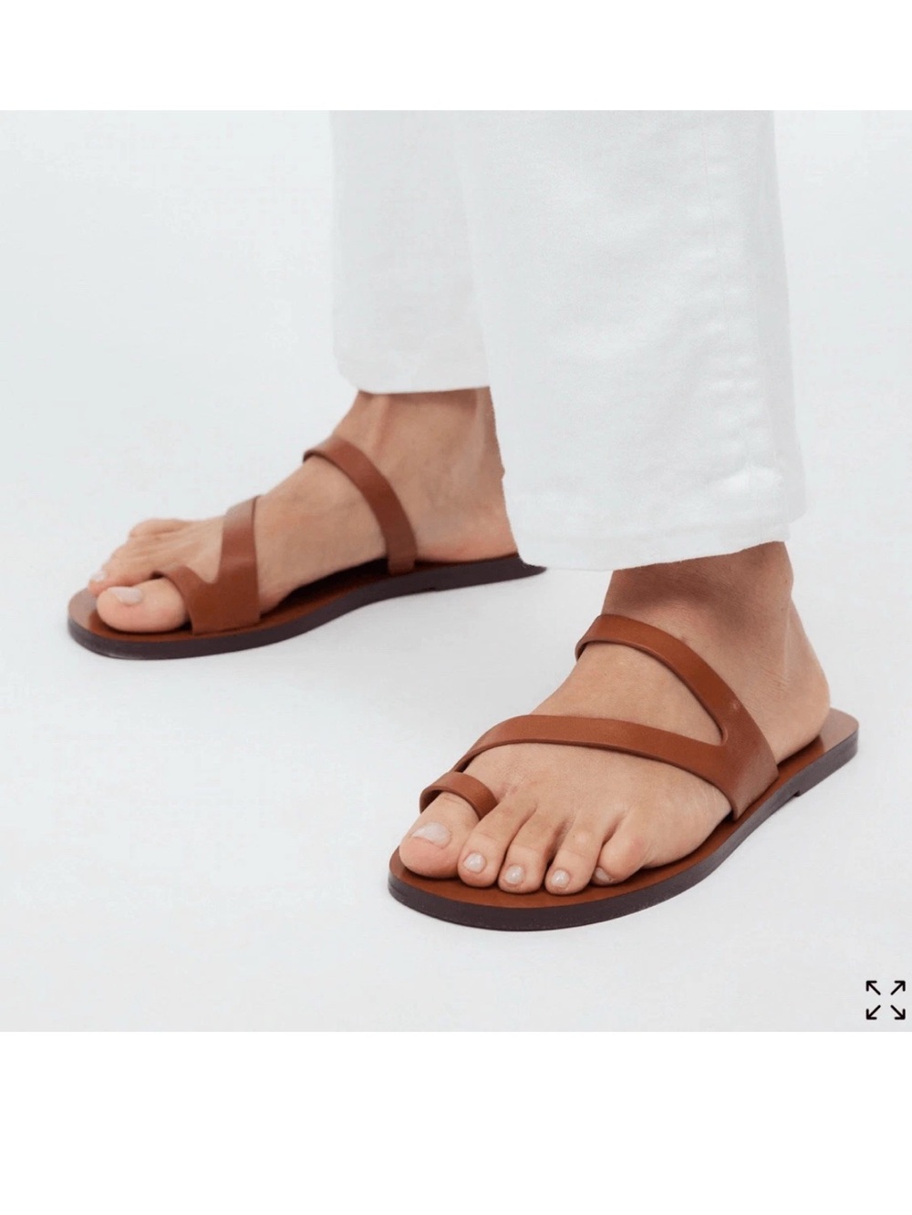 Madewell Size 9 Brown 100% Leather The Gabi Asymmetric-Strap Sandal